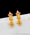 Single Ruby Stone Gold Jhumka Design Real Gold Pattern For College Girls ER2044