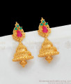 Latest Jhumka Design Ruby Emerald Stone Gold Plated Earring For Ladies ER2045