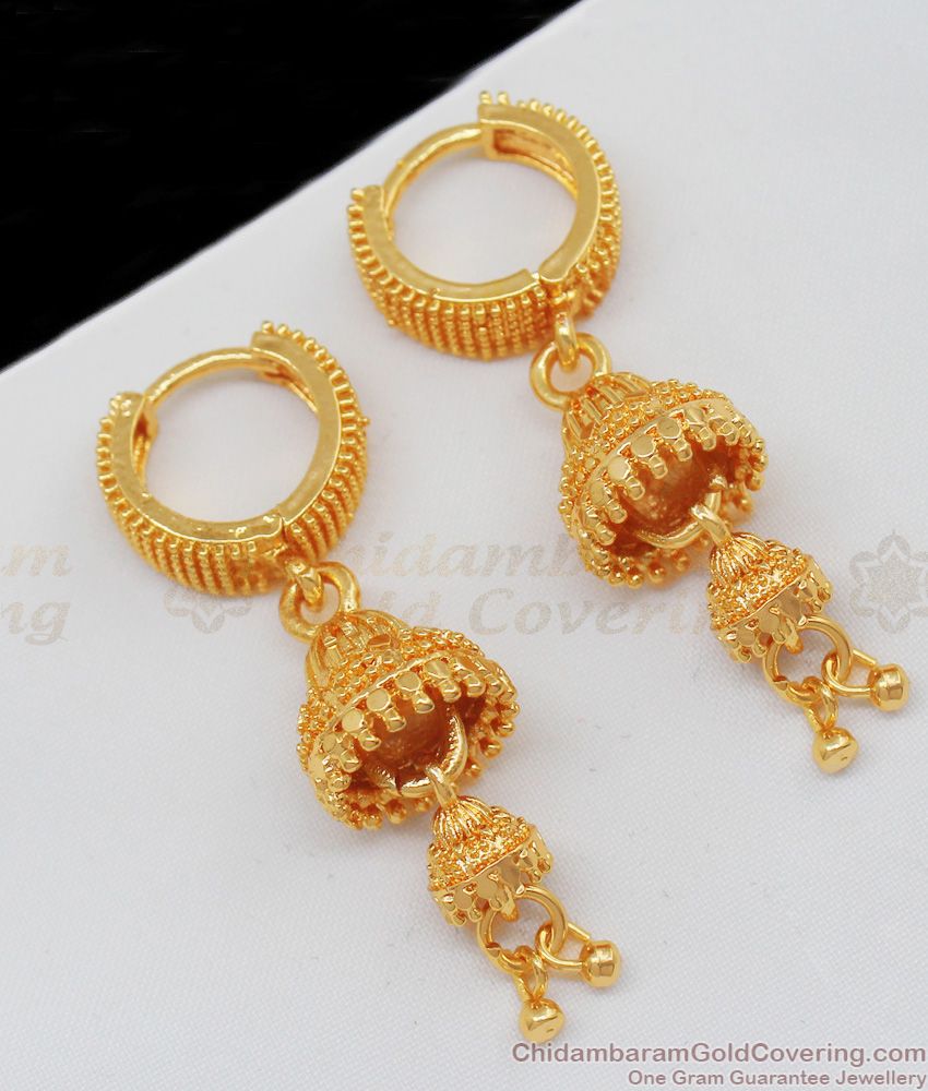 Plain Hoop Earrings Latest One Gram Gold Jimikki Kammal ER2050