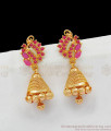 Stunning One Gram Gold Jhumkas Full Ruby Stone Earrings ER2057