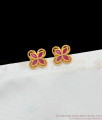 Small Ruby Stone Daily Wear Earrings Flower Studs For Women ER2061