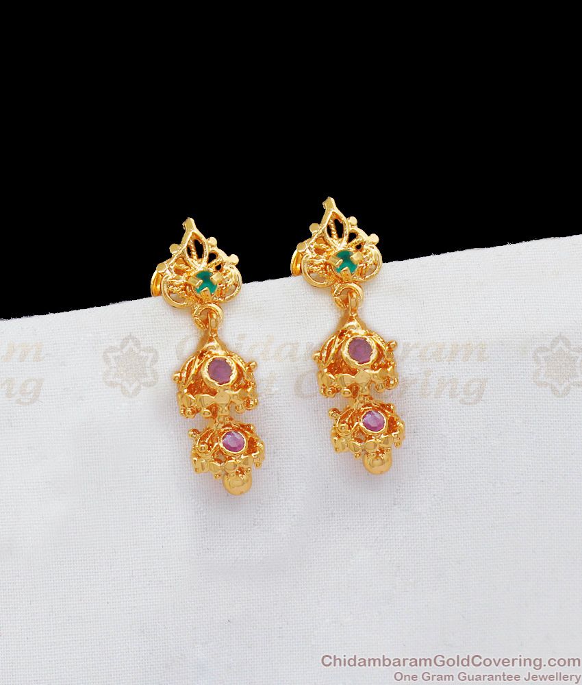 Trendy Double Step Gold Jhumka Design With AD Stone Earring Buy Online ER2069