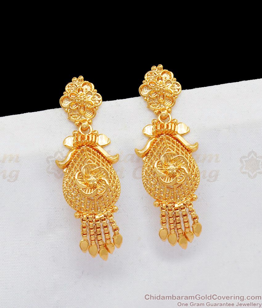 Simple Gold Dangler Earrings One Gram Gold  Jewelry For Women ER2072