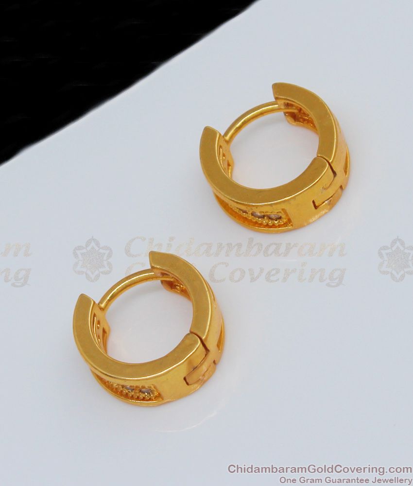 Diamond Hoop Earrings Design Latest One Gram Gold For Daily Wear ER2075