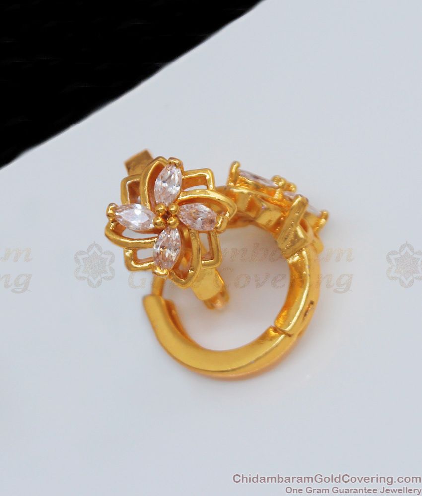 Exclusive Diamond Hoop Earrings Design One Gram Gold For Girls ER2077