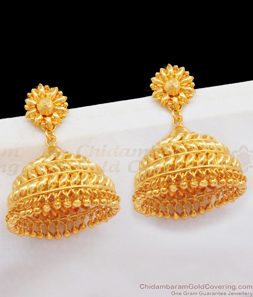 Very Big Umbrella Model Gold Jhumkas For Wedding Collection ER2082