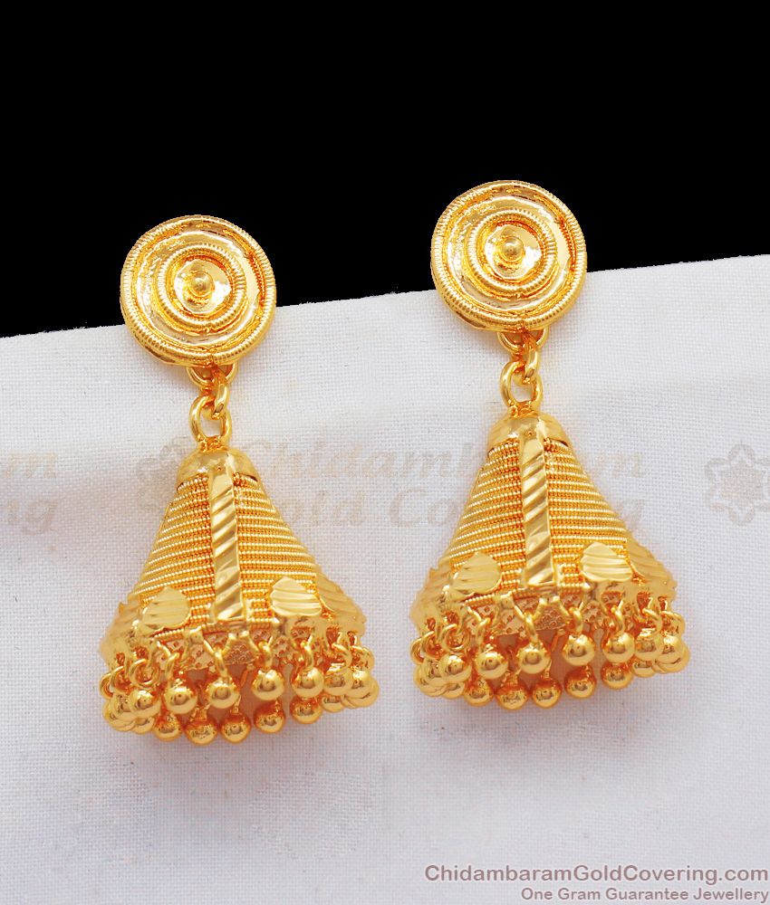 Latest Cone Model Gold Jhumki Design One Gram Gold Jewelry ER2100