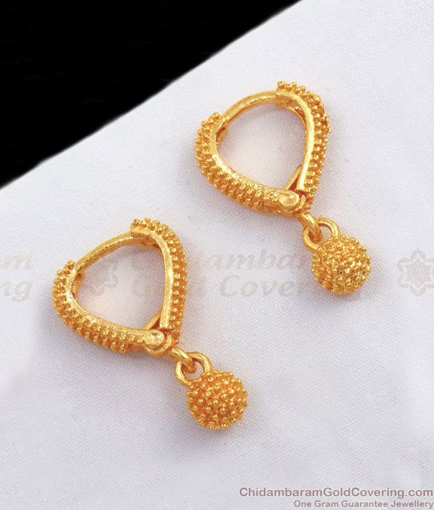 Buy Heart Shape Hoops Real Gold Design Studs Daily Use Earrings ER2104