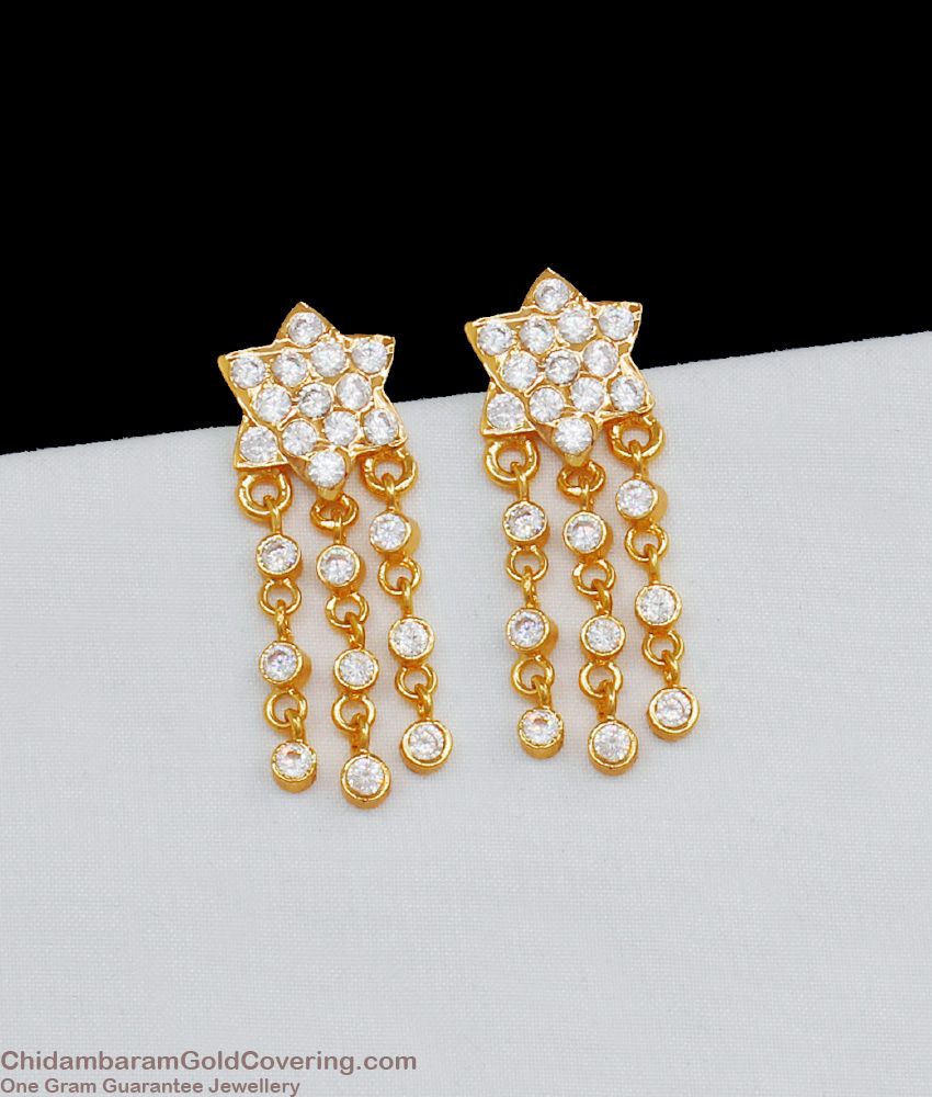 Original Impon Design White Stone Gold Earrings ER2106