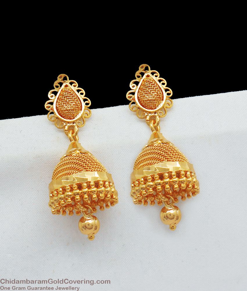Beautiful One Gram Gold Small Jhumki Collections Online Offer Price ER1829