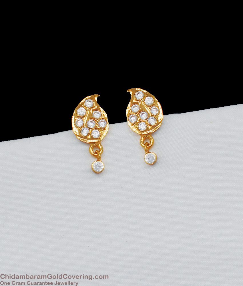 Fast Moving Stud Type White Stone Gold Earrings ER2112