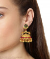 Premium Quality Peacock Temple Jhumkas With Multi Colour Kemp Stone Antique Earrings Collection Online ER2115