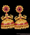 Original Nagas Lakshmi Temple Jhumkas With Kemp Stone Antique Earrings Collection Online ER2117