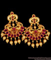 Premium Antique Chandbali Finish Matte Gold Lakshmi Temple Earrings ER2121