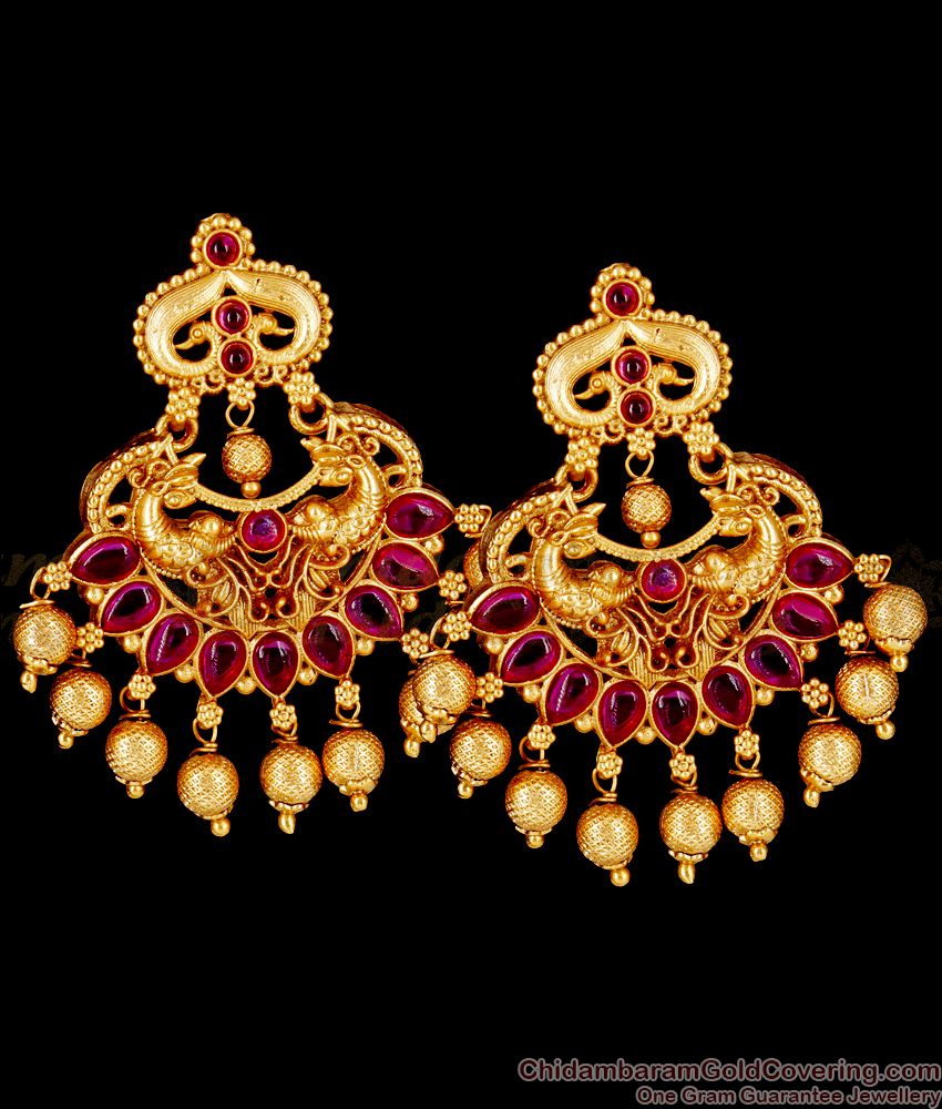 Premium Antique Chandbali Finish Matte Gold Lakshmi Temple Earrings ER2121