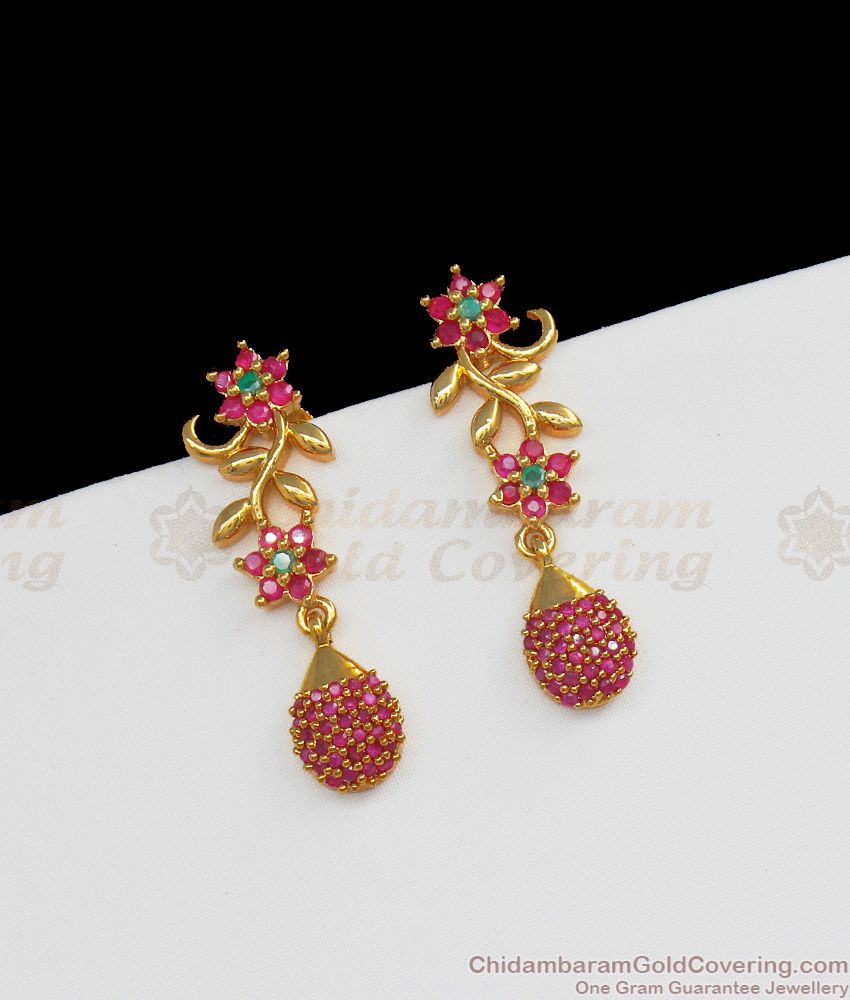 Unique Model High Look Gold Imitation Dangler With Multi Color Stones ER2123