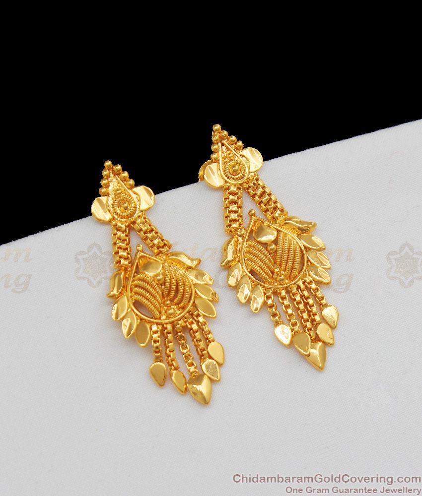 Simple Design Kerala Gold Dangler Earrings For Daily Wear Buy Online ER2124