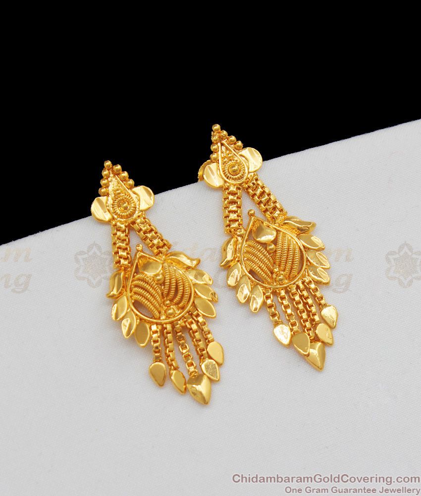 Buy Simple Design Kerala Gold Dangler Earrings For Daily Wear Buy ...