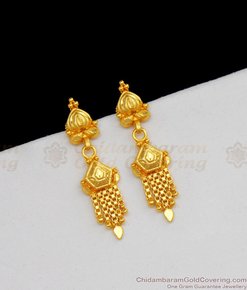 Daily Wear Plain Design Kerala Gold Dangler Earrings Buy Online ER2128