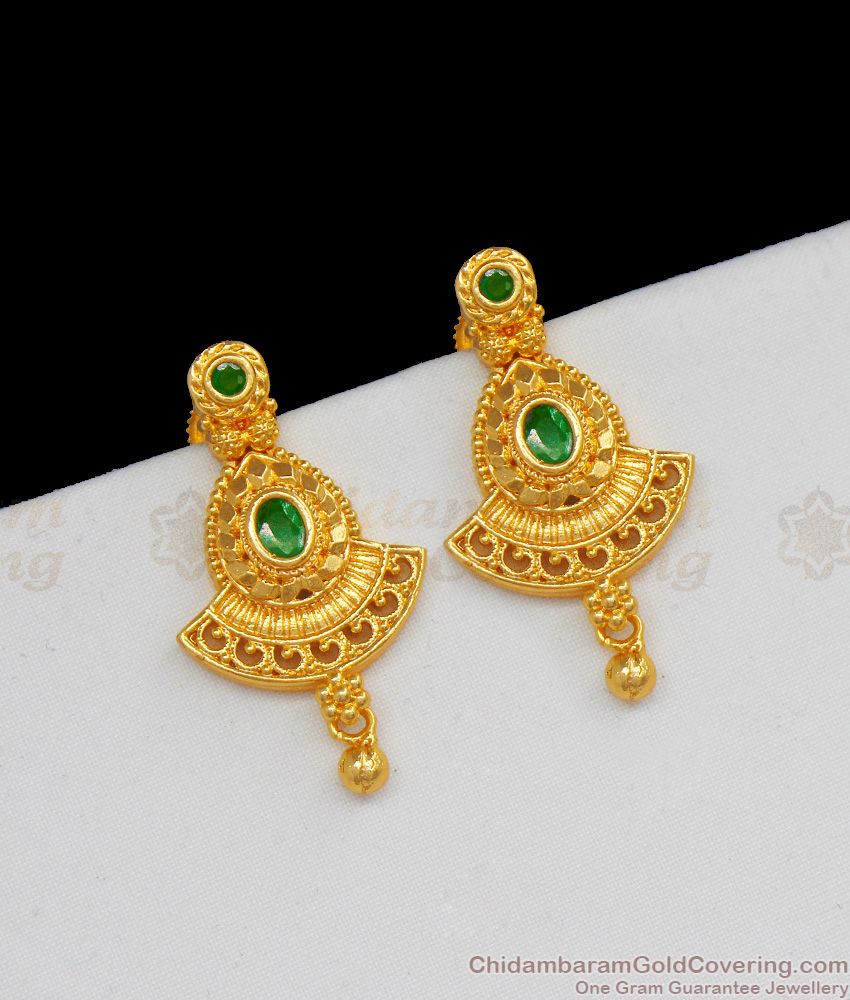 Latest Emerald Stone Gold Earring Dangler ER2130