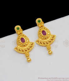 New Arrival Ruby Emerald Stone Gold Earring Dangler ER2132