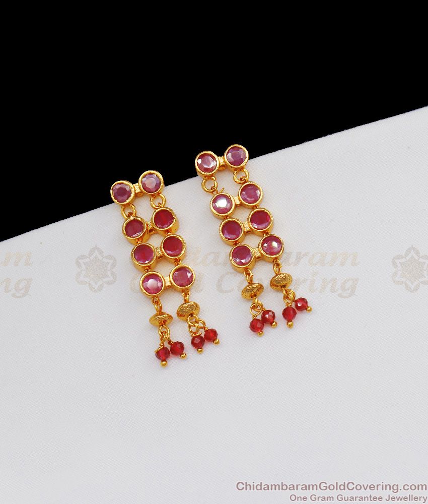 Trendy Ruby Stone Gold Earrings Design ER2149