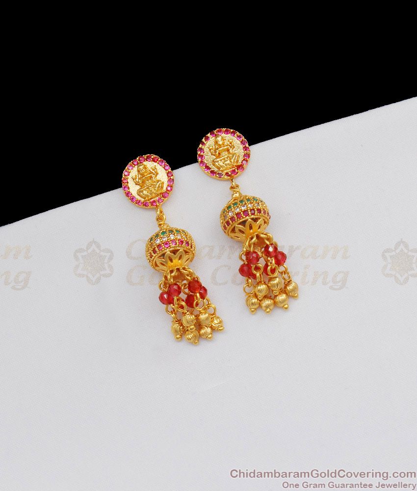 Divine Lakshmi Design Gold Earrings For Traditional Wear ER2154