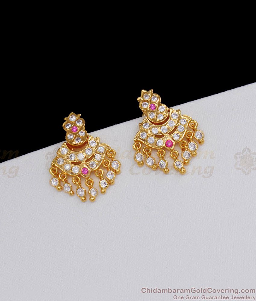 Pure Impon Earring White Stone Stud For Bridal Collection ER2160