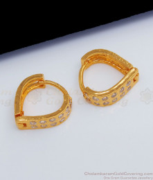 Trendy White Stone Hoop Type Earrings For Teen Girls ER2168