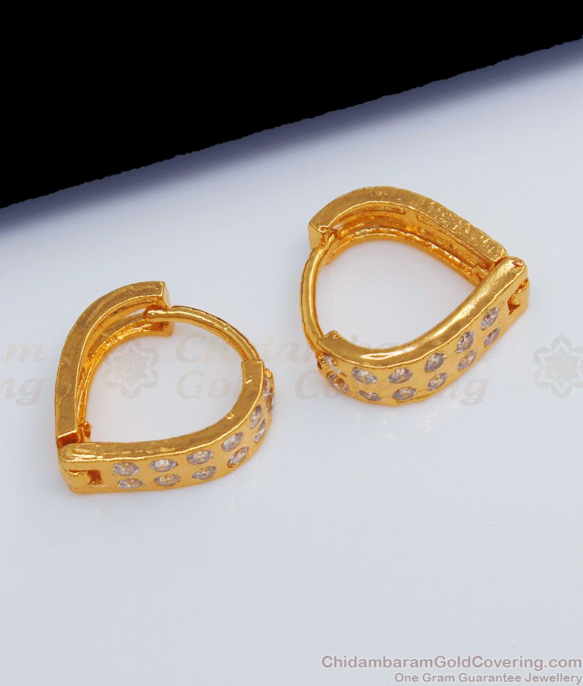 Three Stone Diamond Hoop Earrings In Platinum Or Gold