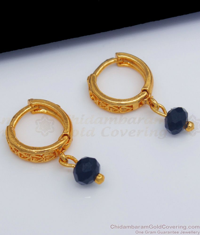 New Arrival Black Crystal Hoop Type Gold Earrings Daily Use ER2169