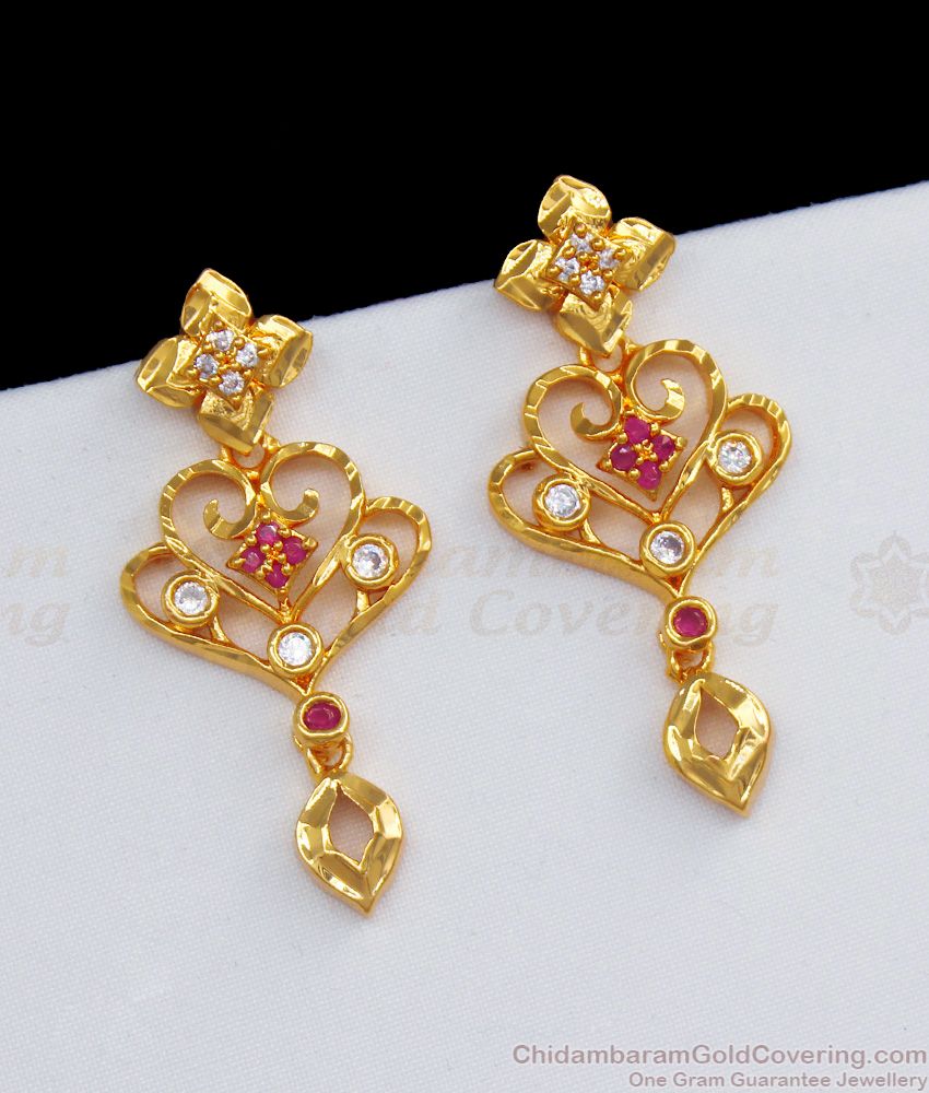 Sri lankan Pattern Dangler Gold Earrings For Bridal Wear ER2177