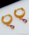 Bright Violet Color AD Stone Hoop Type Gold Earrings ER2180