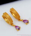 Bright Violet Color AD Stone Hoop Type Gold Earrings ER2180