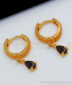 AD Black Stone Gold Hoop Earrings For Daily Wear ER2181