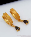 AD Black Stone Gold Hoop Earrings For Daily Wear ER2181