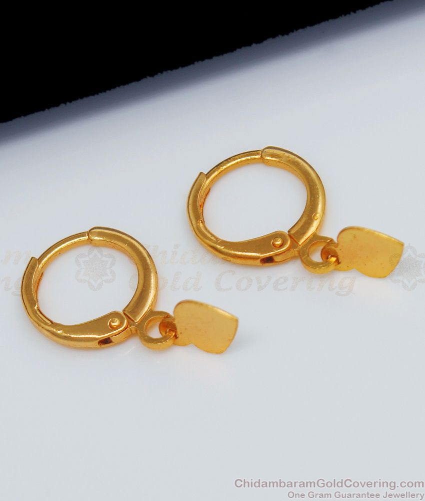 Plain Heart Design Hoop Type Gold Earrings For Teen Girls ER2184