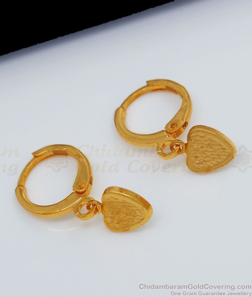 Stylish Heart Design Hoop Type Gold Earrings For Party Wear ER2186
