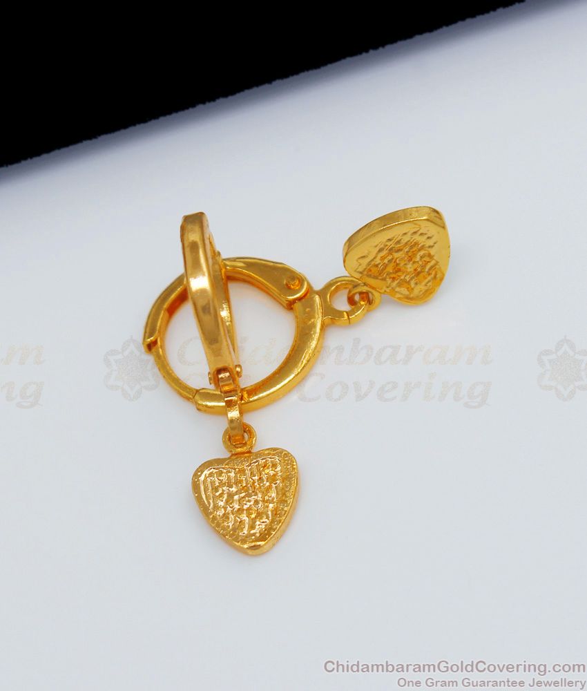 Stylish Heart Design Hoop Type Gold Earrings For Party Wear ER2186