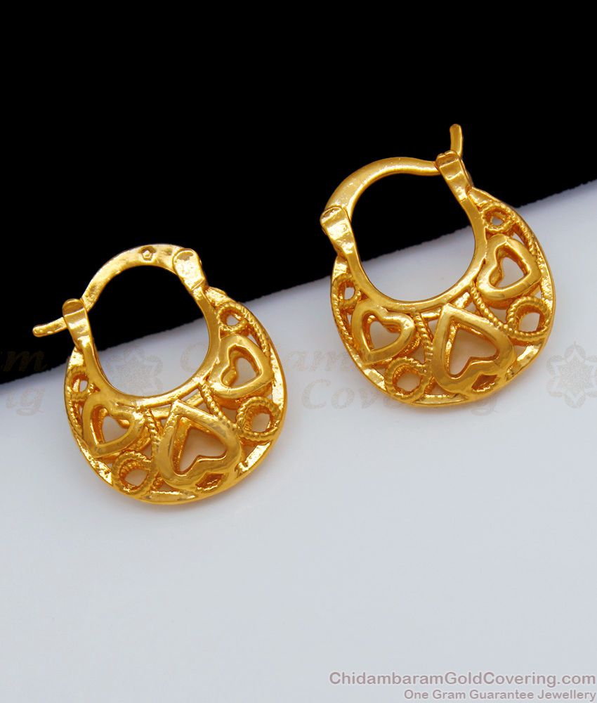 Daily Wear Heart Hoop Type Gold Earrings Collections ER2187