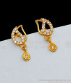 Dazzling White Stone Gold Earrings For Daily Wear ER2188