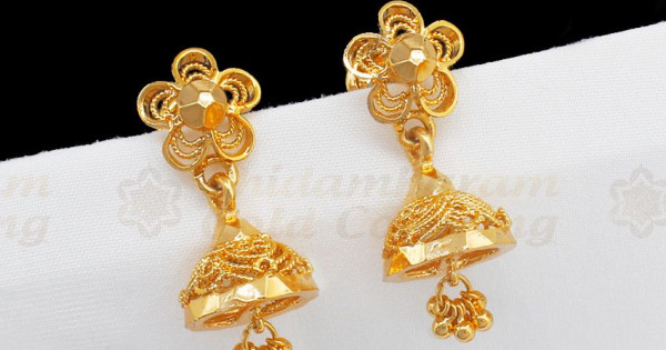 Latest Gold Design 1 Gram Pleted 3 Steps Jhumka