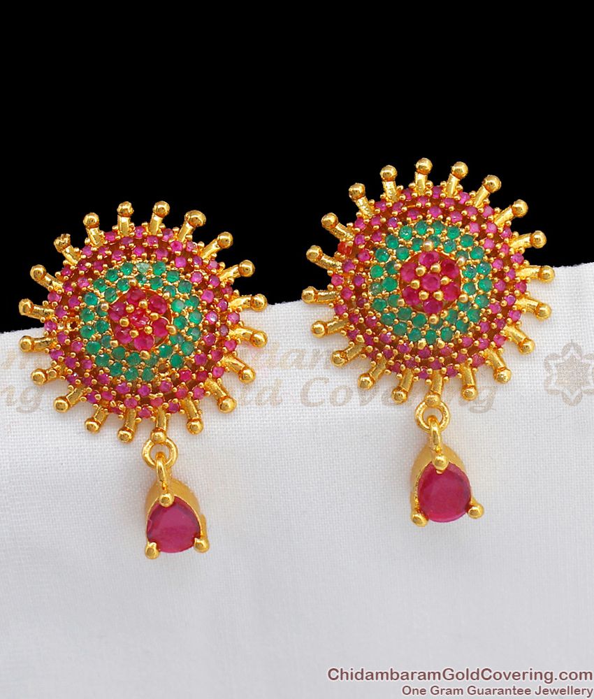 Semi Precious MultiStone Big Stud Type Earrings For Office Wear ER2210