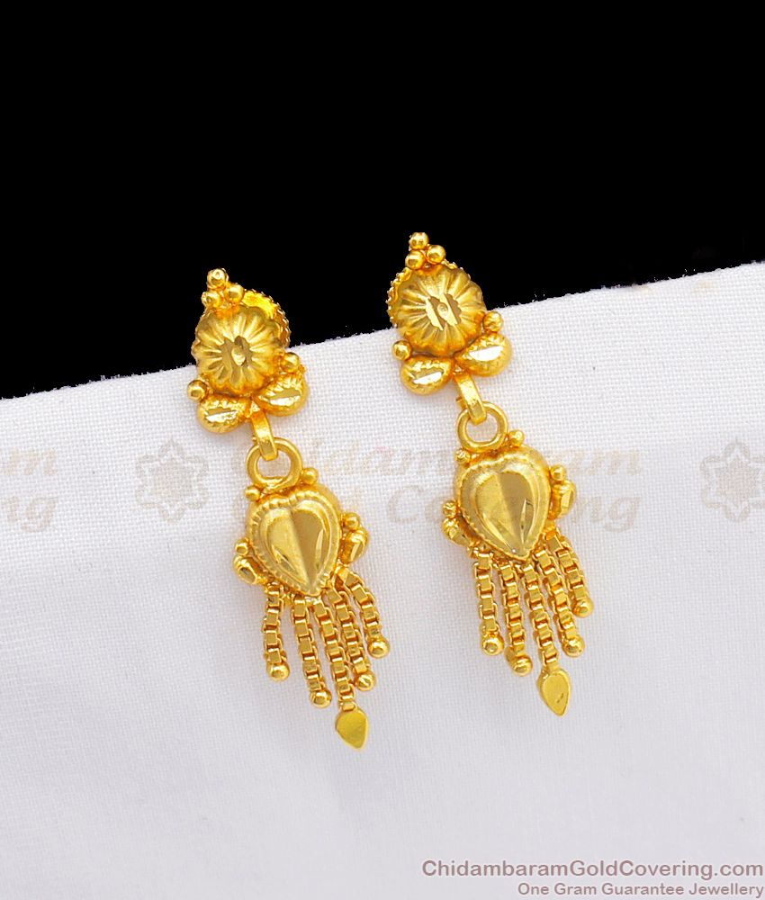 Delightful Real Gold Forming Stud Type Earrings For Bridal Wear ER2212