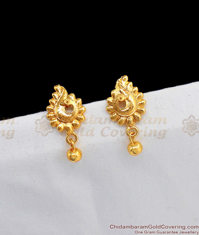 Simple And Small Stud Peacock Design Gold Earrings ER2219