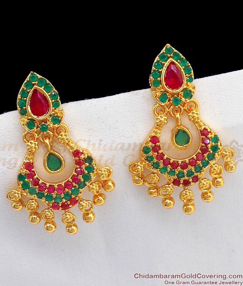 Latest Multi Stone Gold Earrings Collections For Daily Wear ER2226
