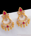 Shining Ruby White Stone Dangler Gold Earrings For Party Wear ER2228