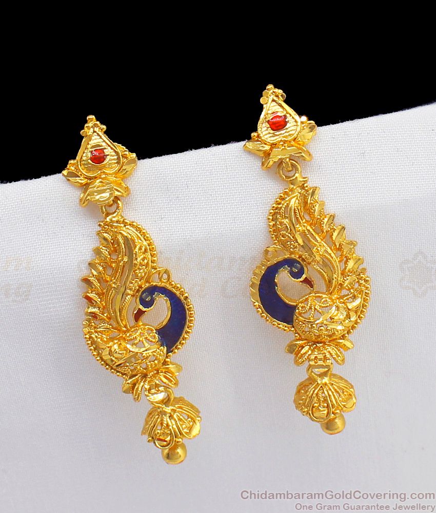 Stunning Peacock Design One Gram Gold Earrings ER2233