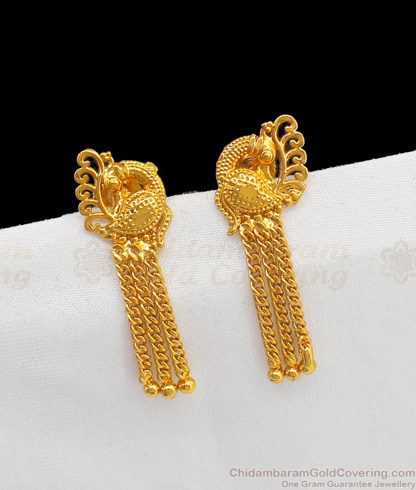 Daily Wear One Gram Gold Earrings Peacock Design ER2236