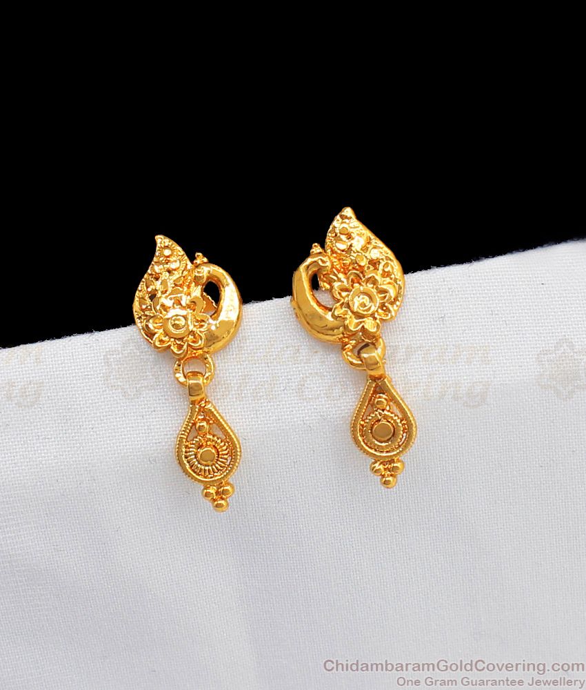 Small One Gram Gold Earring Peacock Design Stud ER2237